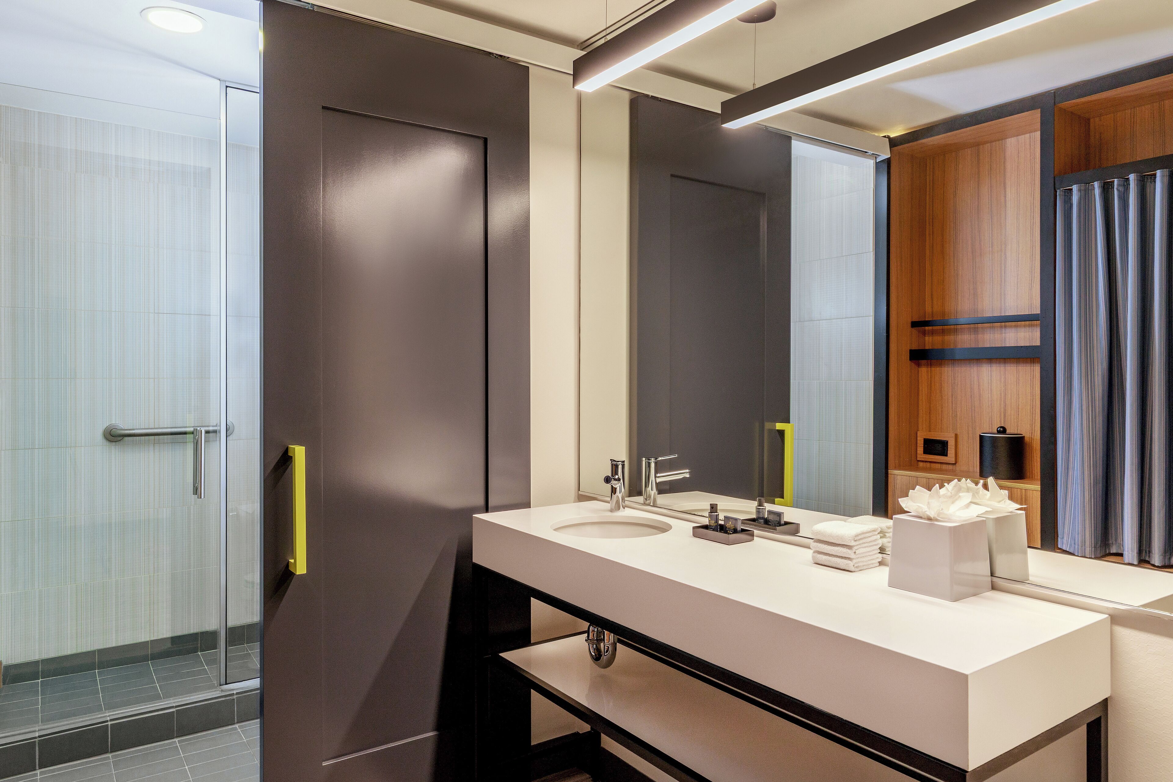 shower, eco-friendly toiletries, hair dryer, towels