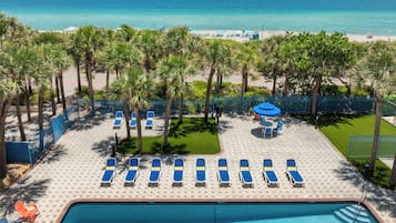 Outdoor pool, open 8:00 AM to 8:00 PM, pool umbrellas, sun loungers