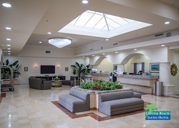 Lobby lounge at Crystal Beach Suites Miami Oceanfront Hotel