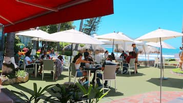 Breakfast served, beach views