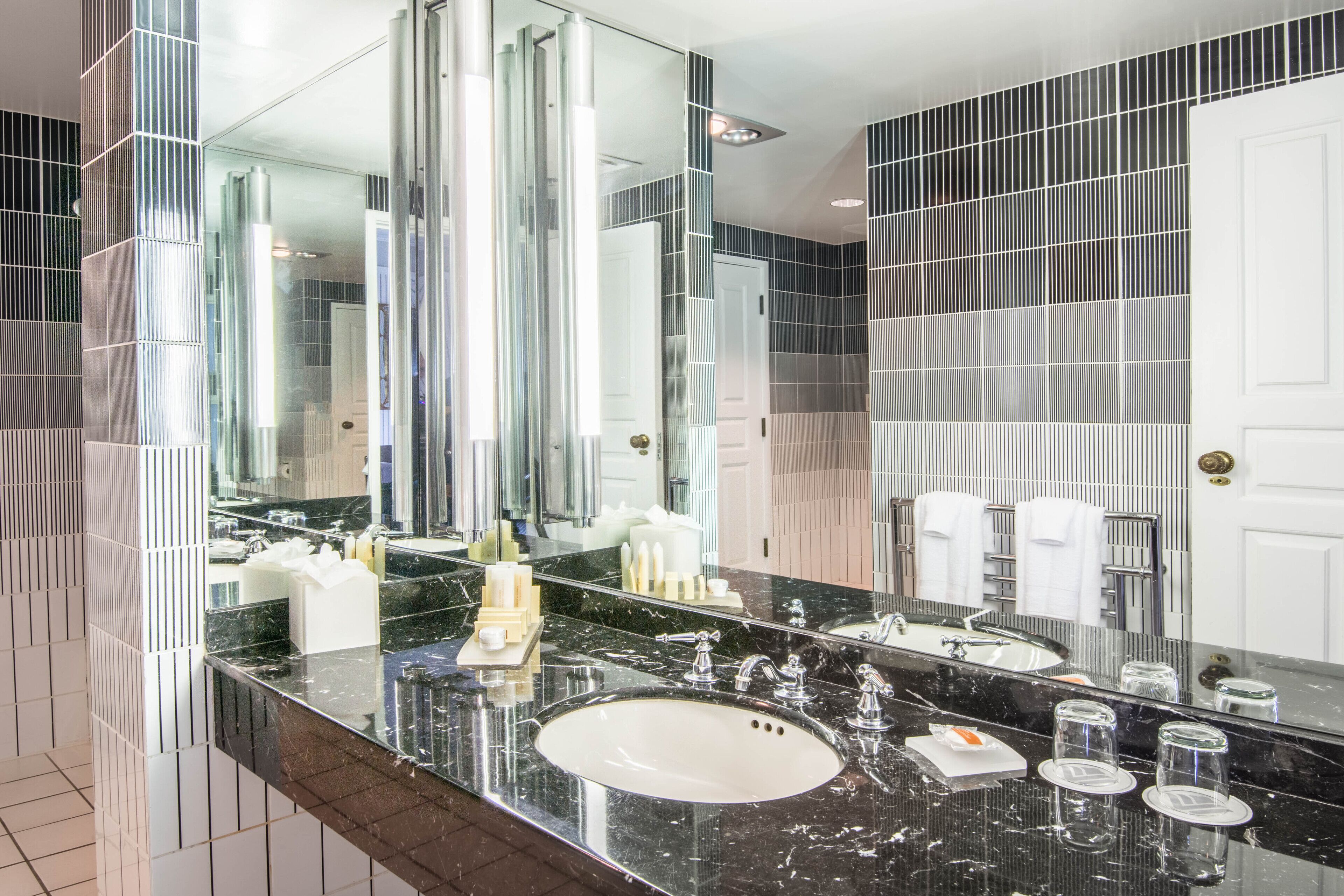 hydromassage showerhead, designer toiletries, hair dryer, bathrobes