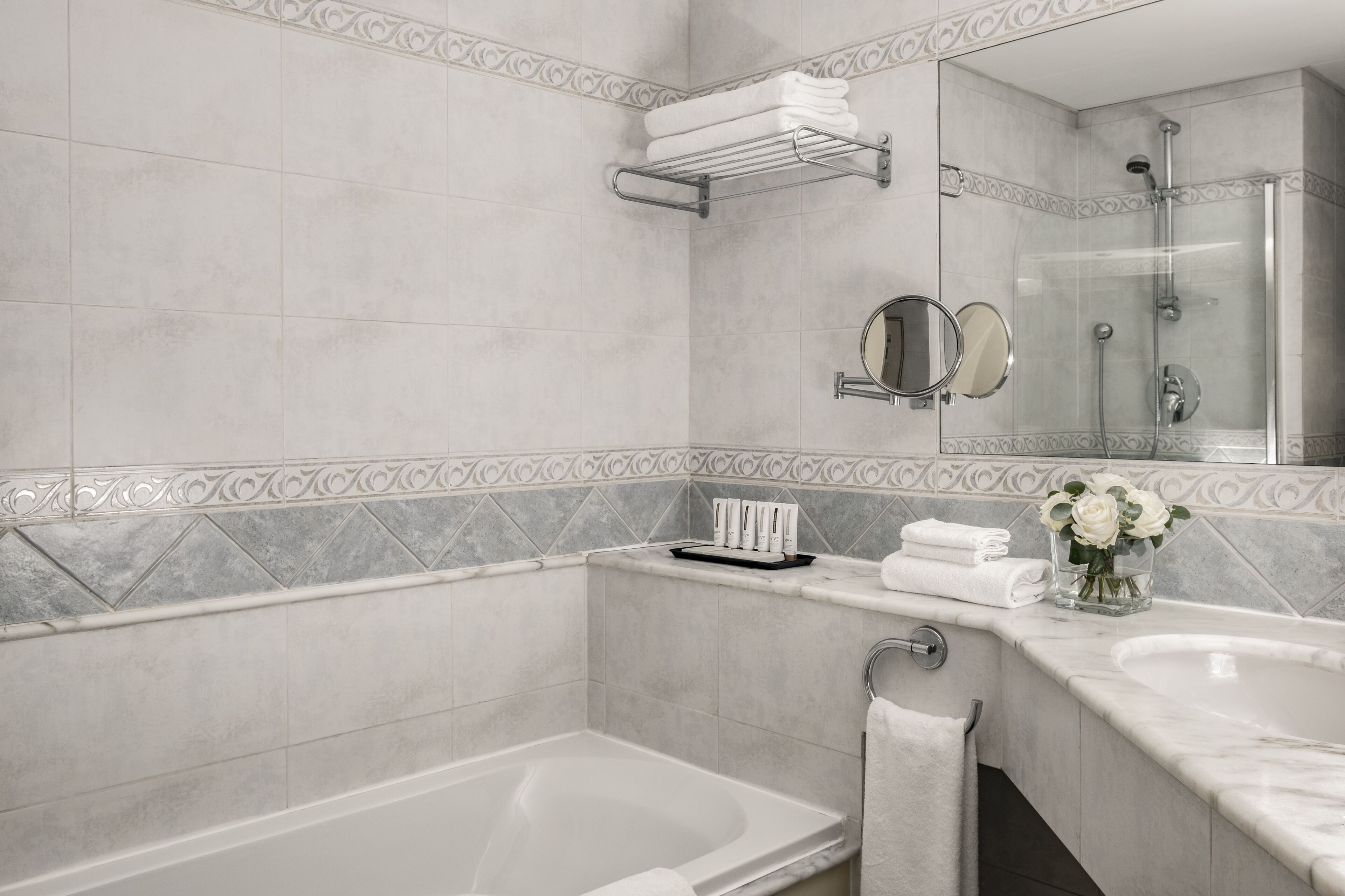 eco-friendly toiletries, hair dryer, bathrobes, slippers