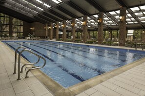 Indoor pool, open 7:00 AM to 10:00 PM, sun loungers