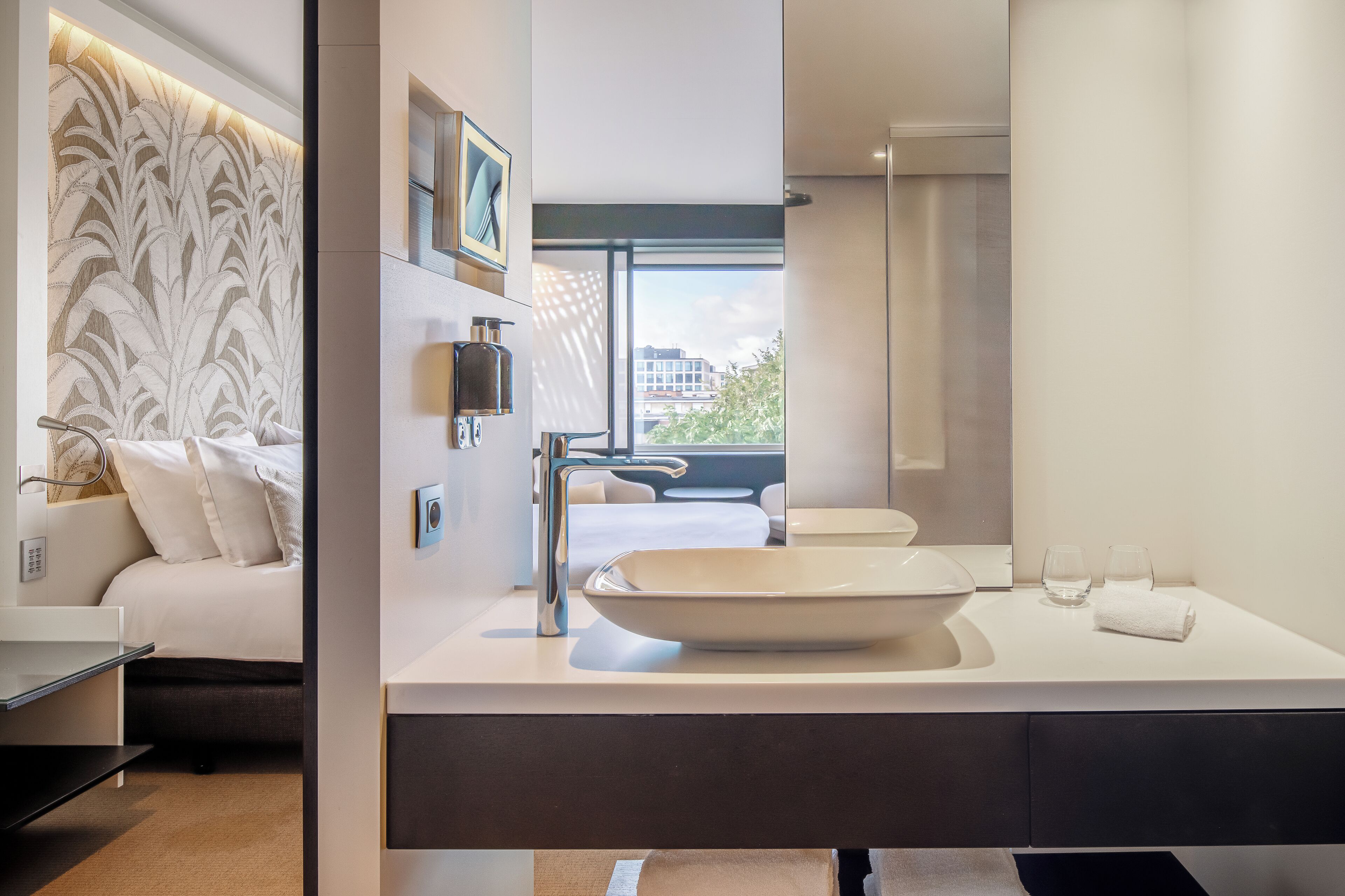 eco-friendly toiletries, hair dryer, bathrobes, towels