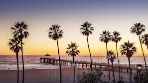 A beach scene with palm trees, a pier, and a gazebo. - Holiday Inn Los Angeles - LAX Airport by IHG (Los Angeles)