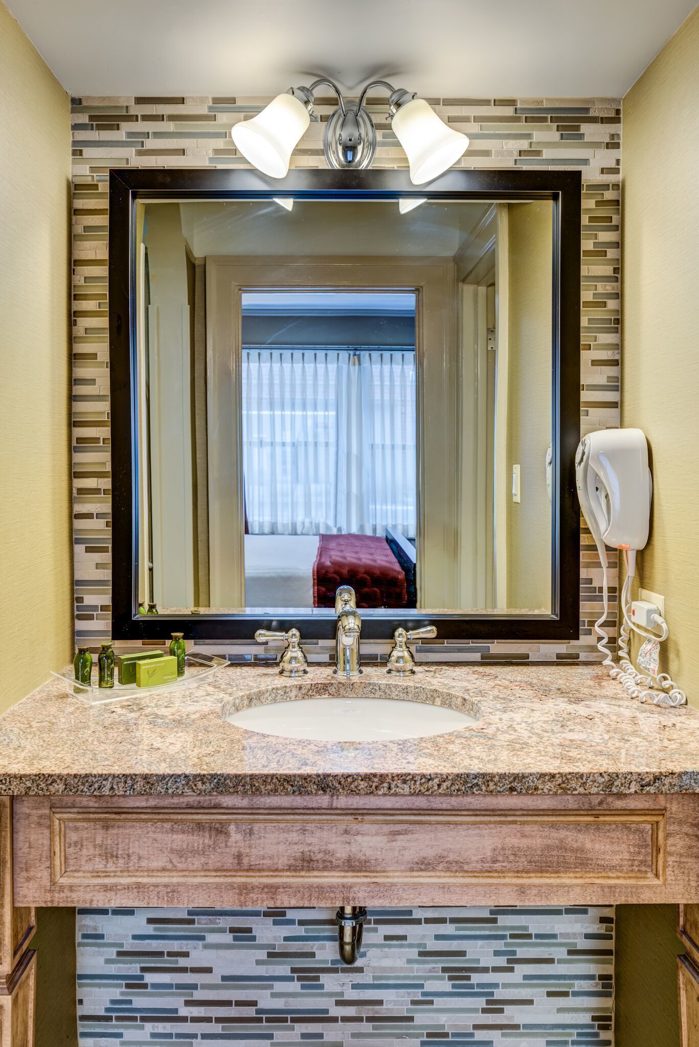 free toiletries, hair dryer, towels