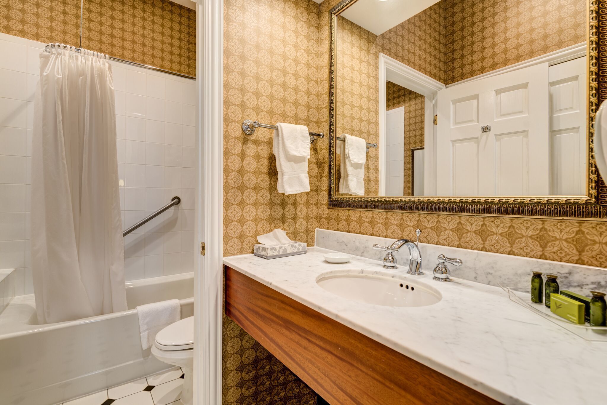 free toiletries, hair dryer, towels