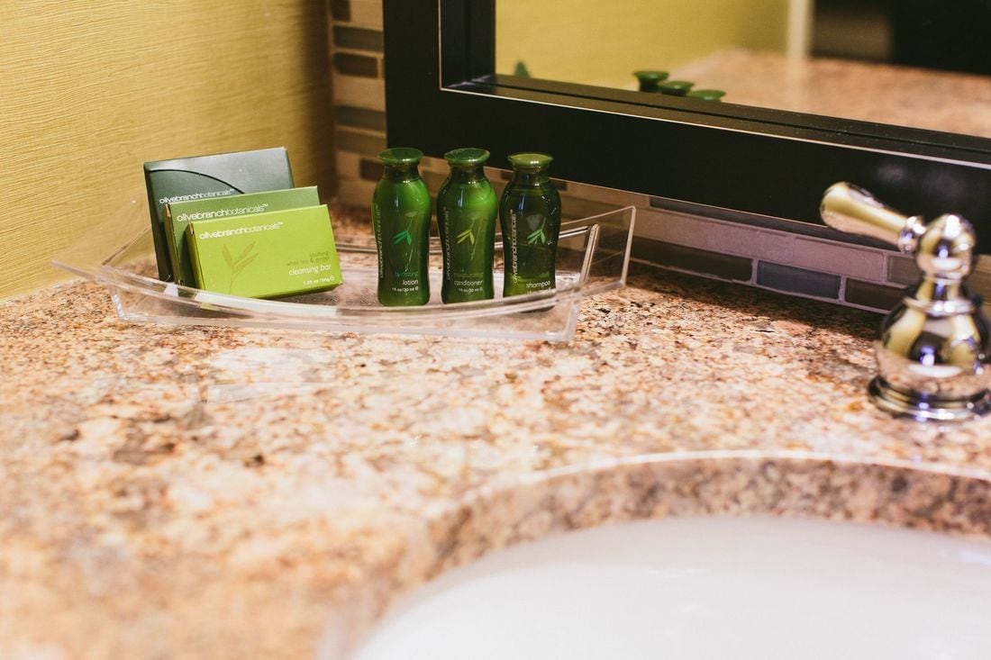 hypo-allergenic bedding, pillow-top beds, desk, blackout curtains