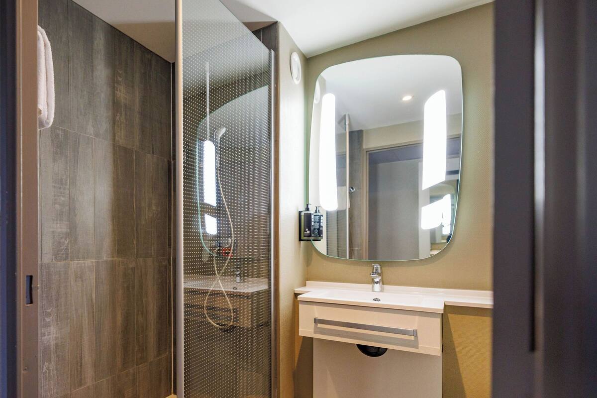 standard double room, 1 double bed with sofa bed | bathroom | combined shower/bathtub, eco-friendly toiletries, hair dryer, towels