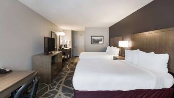 Standard Room, 2 Queen Beds, Non Smoking, Refrigerator & Microwave | Desk, laptop workspace, blackout drapes, iron/ironing board