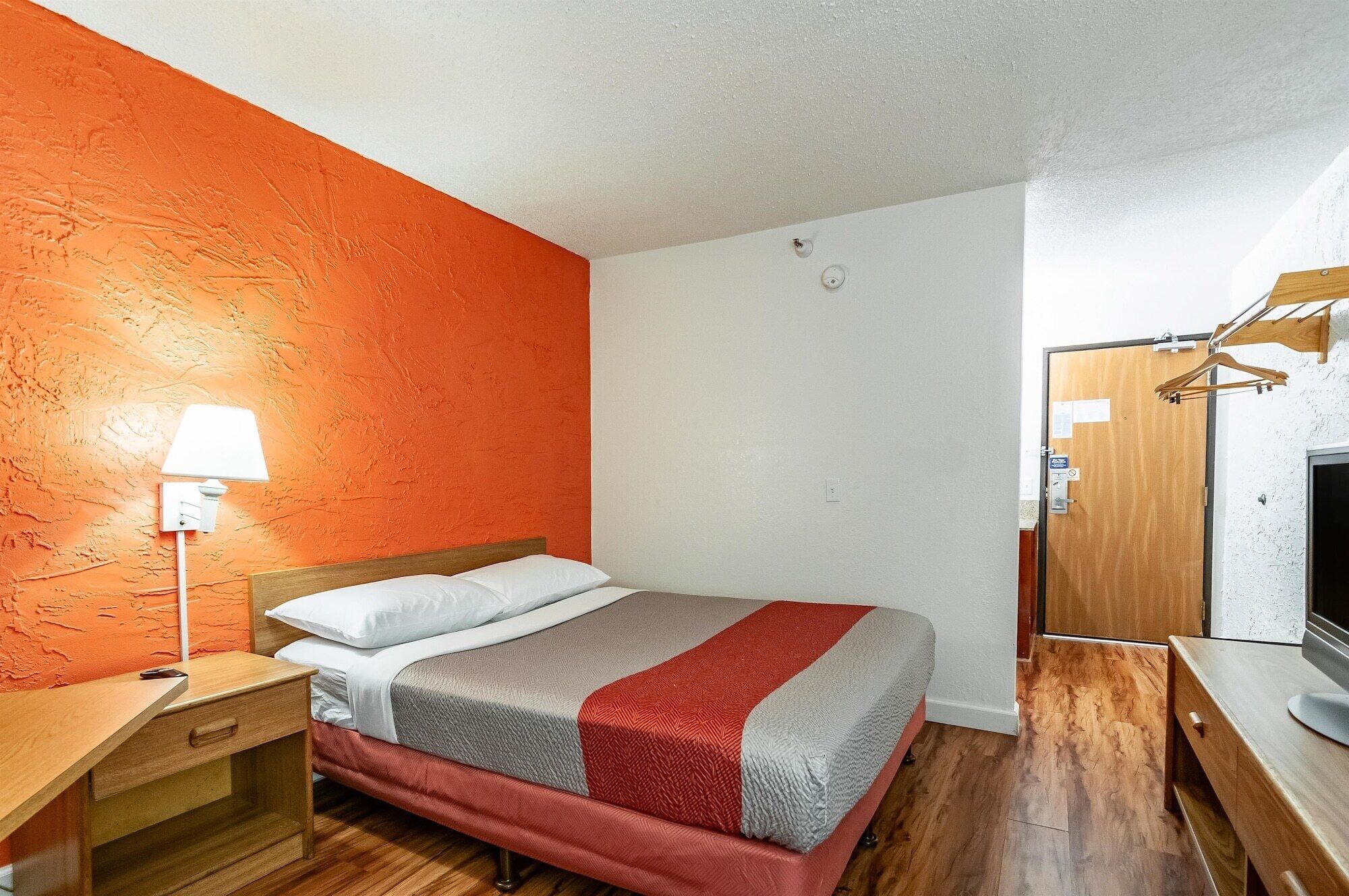 Desk, laptop workspace, blackout curtains, iron/ironing board