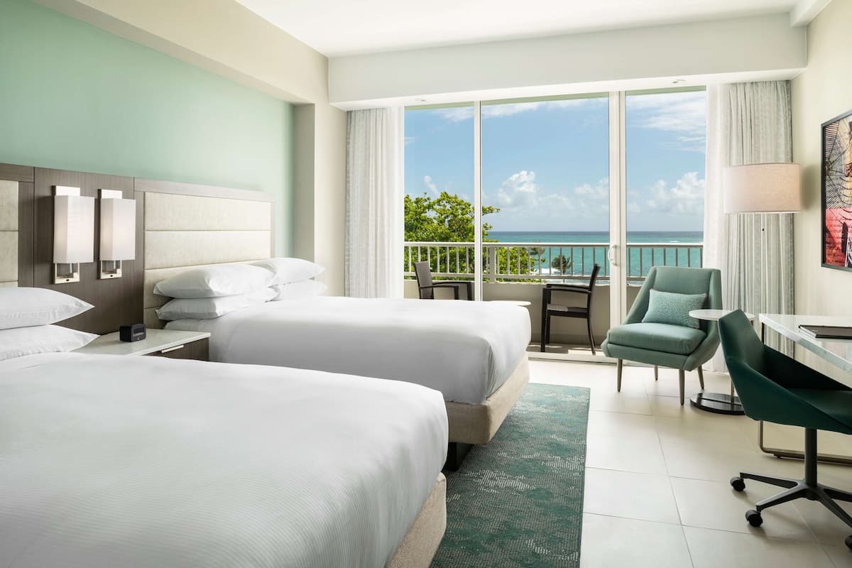 Room, 2 Double Beds, Ocean View (Garden Wing) | 1 bedroom, premium bedding, in-room safe, desk