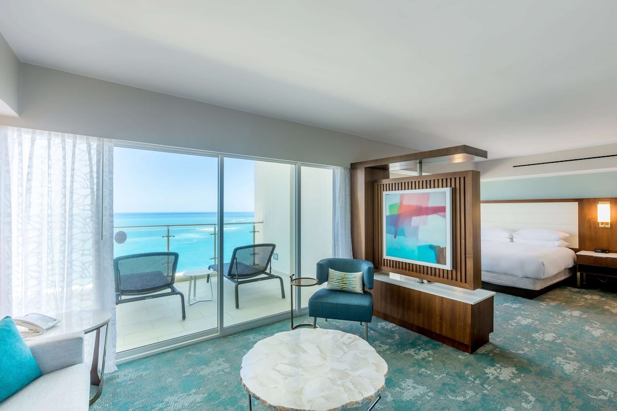 Presidential Room, 2 Bedrooms, Ocean View | Living area | 27-inch LCD TV with cable channels, TV, pay movies