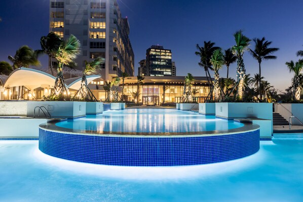 3 outdoor pools, cabanas (surcharge), pool umbrellas