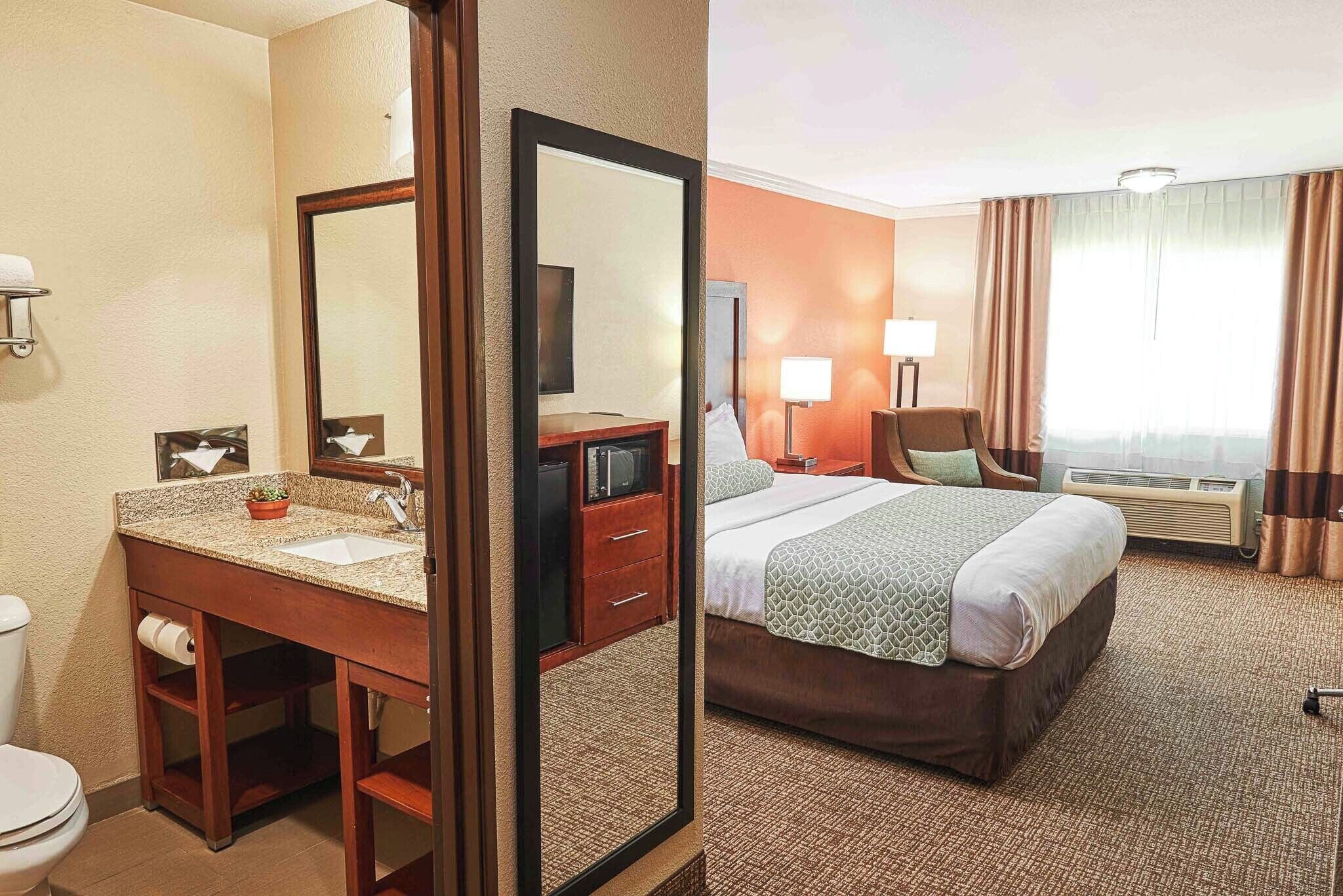 room, 1 king bed, non smoking | bathroom | eco-friendly toiletries, hair dryer, towels, soap