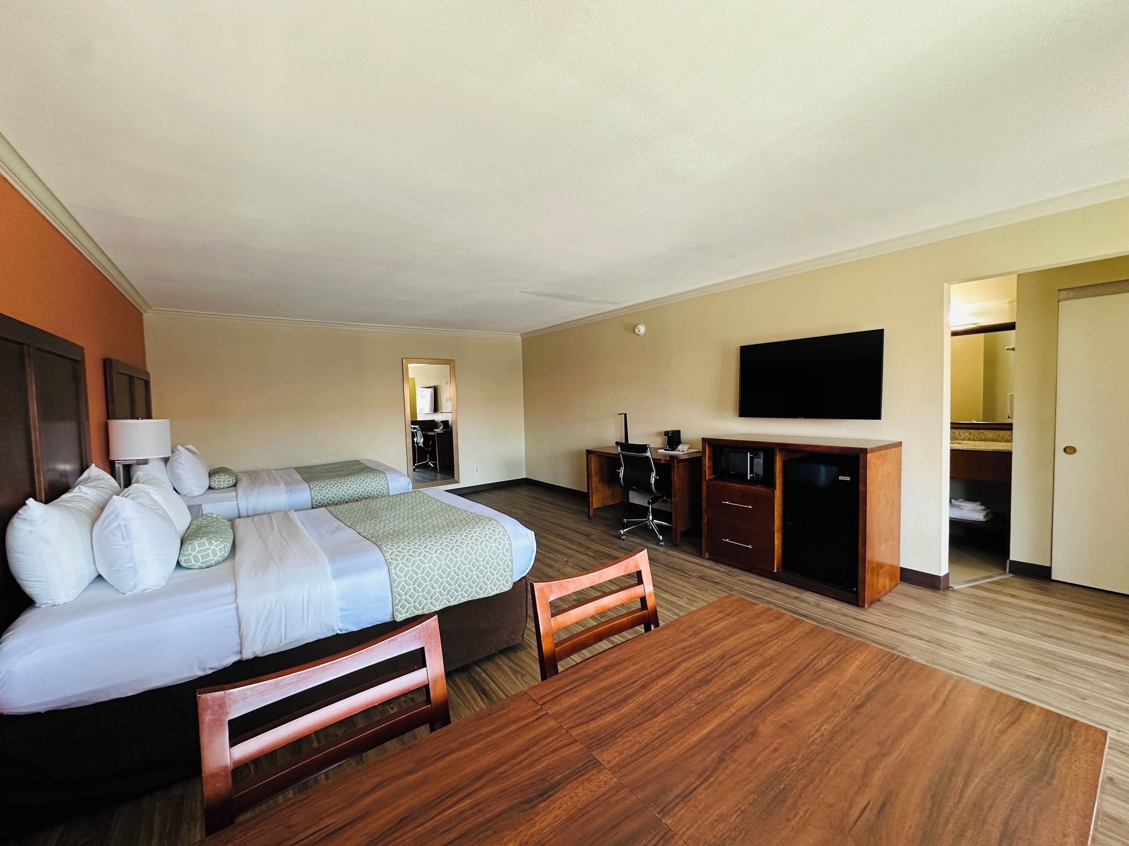 Family Room, 2 Queen Beds, Non Smoking | Pillow-top beds, in-room safe, desk, blackout curtains