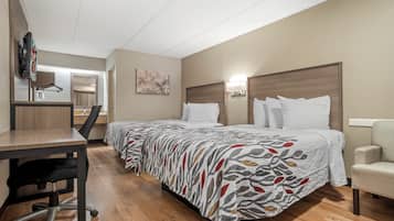 Deluxe Room, 2 Double Beds (Smoke Free) | In-room safe, desk, laptop workspace, free cribs/infant beds