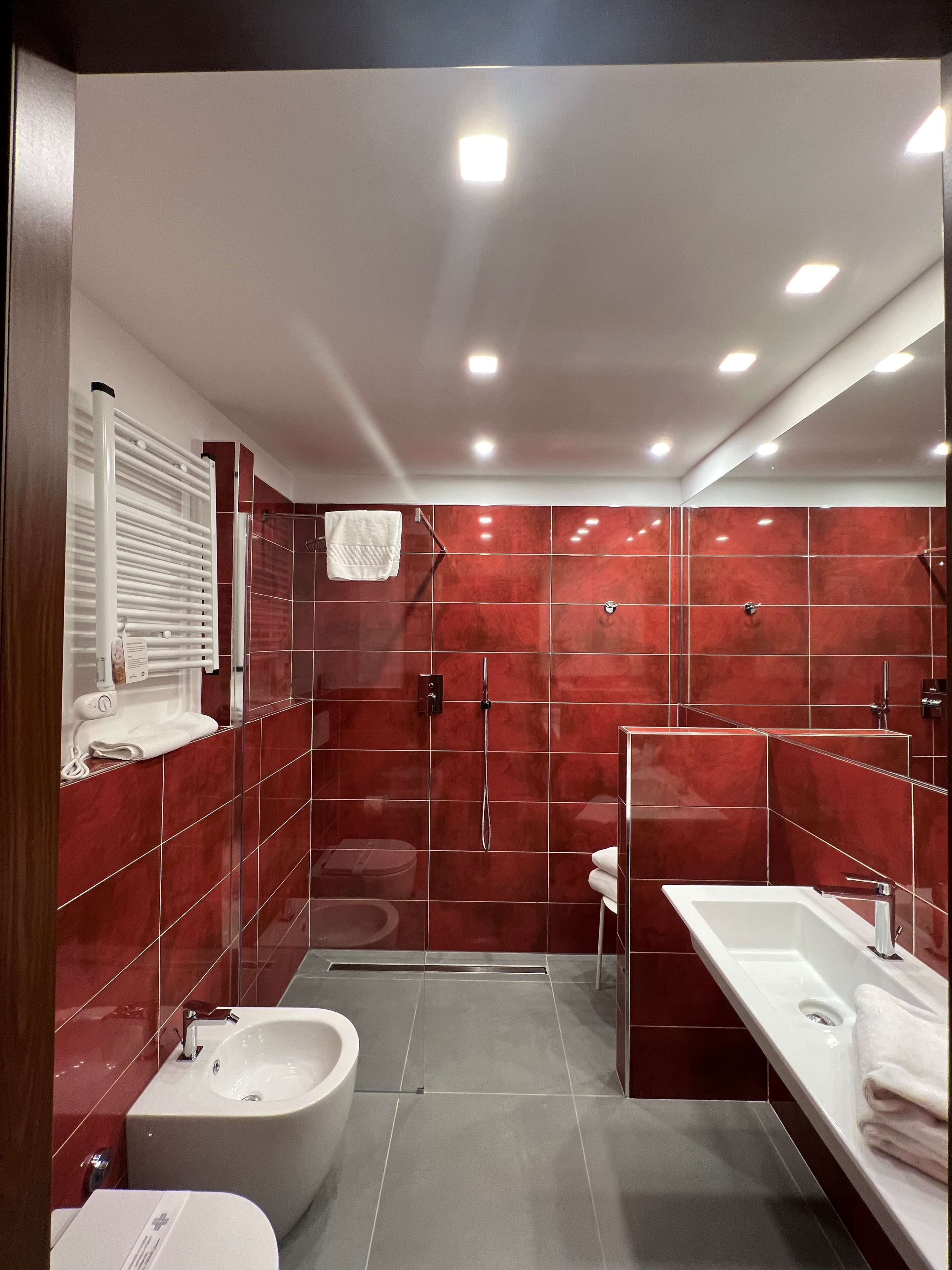 eco-friendly toiletries, hair dryer, slippers, bidet