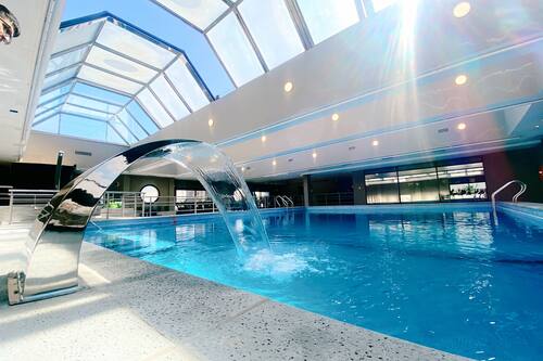Indoor pool, open 9:00 AM to 9:00 PM, sun loungers, lifeguards on site