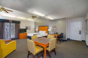 Pillow-top beds, desk, laptop workspace, blackout curtains