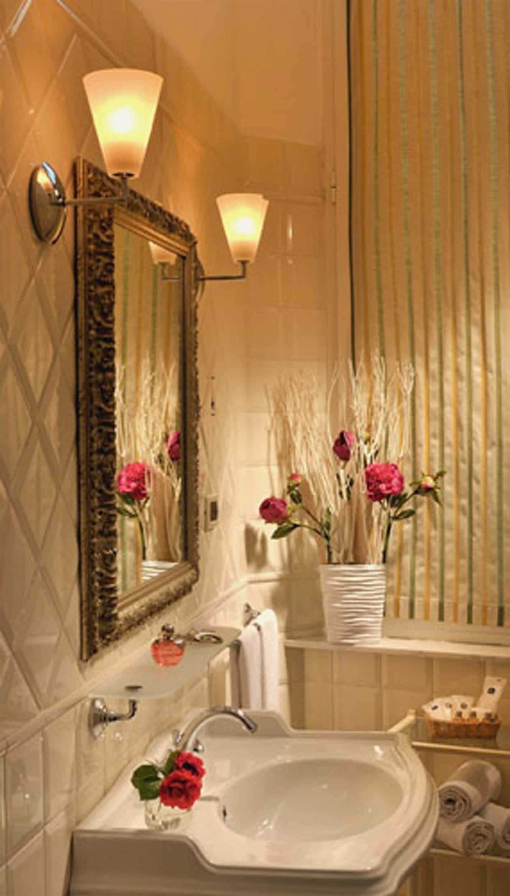 hair dryer, bidet, towels, soap