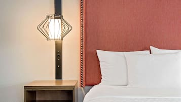 Pillow-top beds, desk, laptop workspace, blackout curtains