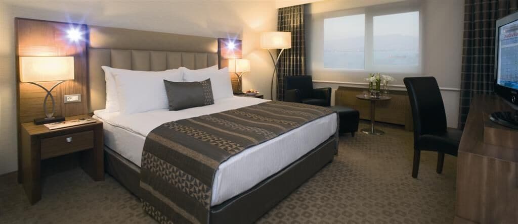 Executive Room, 1 King Bed, Partial Sea View | Minibar, in-room safe, desk, laptop workspace