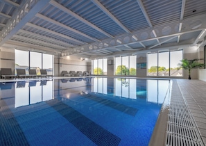 Indoor pool, open 7:00 AM to 9:30 PM, sun loungers