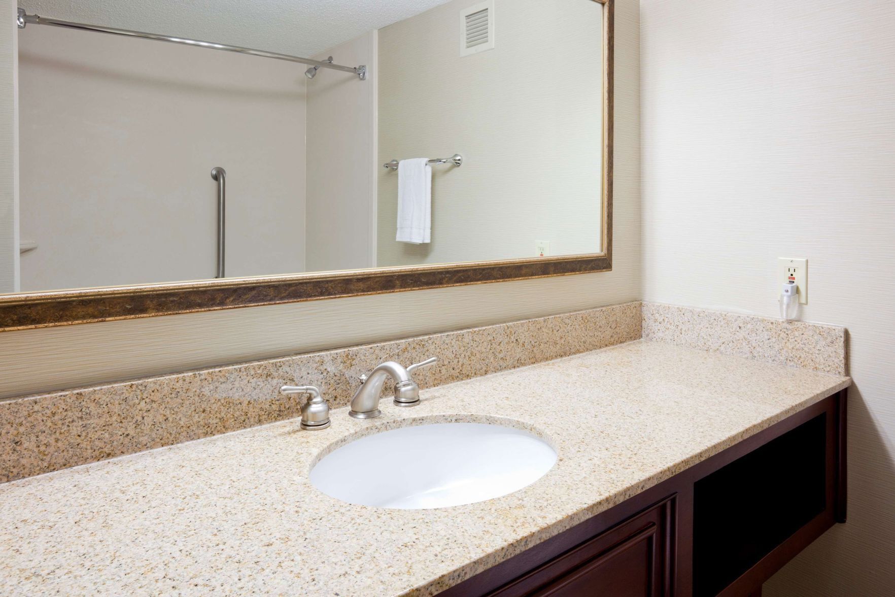 Bathroom | Shower, free toiletries, hair dryer, towels