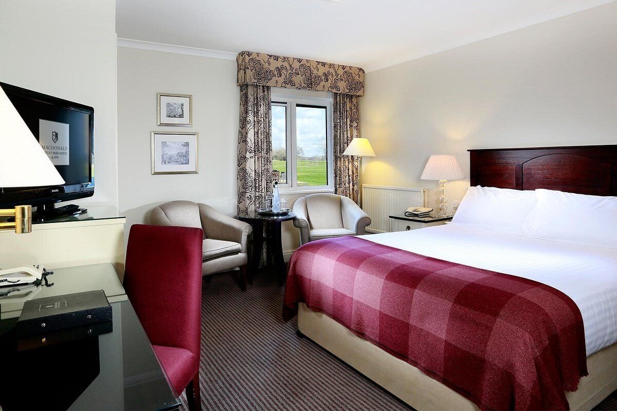 Premium bedding, desk, blackout curtains, iron/ironing board