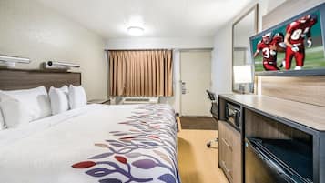 Desk, blackout curtains, free cots/infant beds, free WiFi