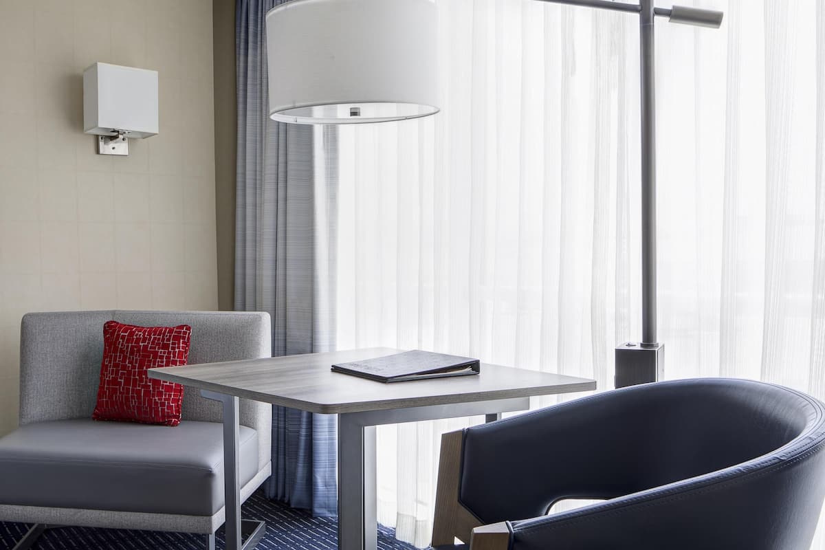 Hypo-allergenic bedding, down comforters, in-room safe