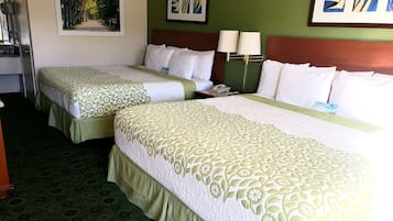 Desk, laptop workspace, free WiFi, bed sheets