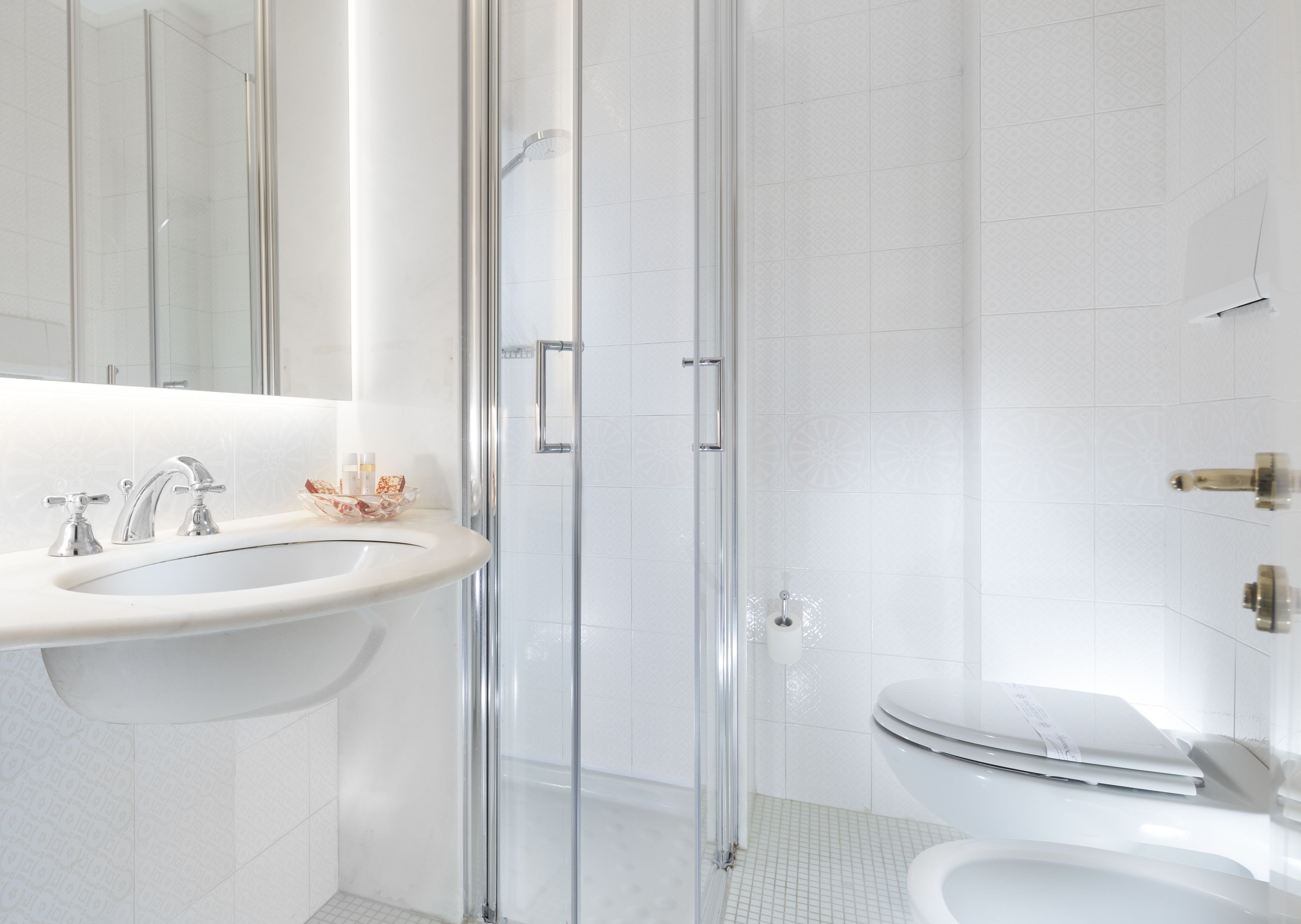 free toiletries, hair dryer, bidet, towels