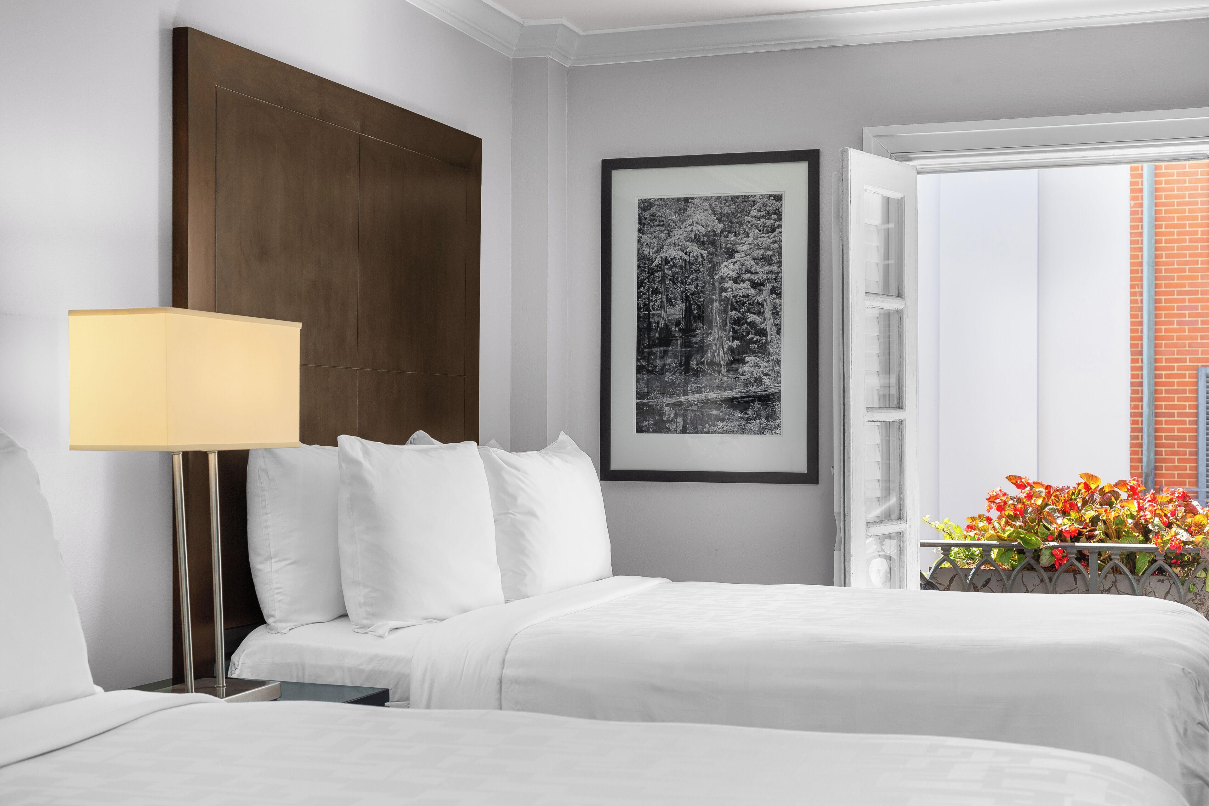 pillow-top beds, desk, laptop workspace, iron/ironing board