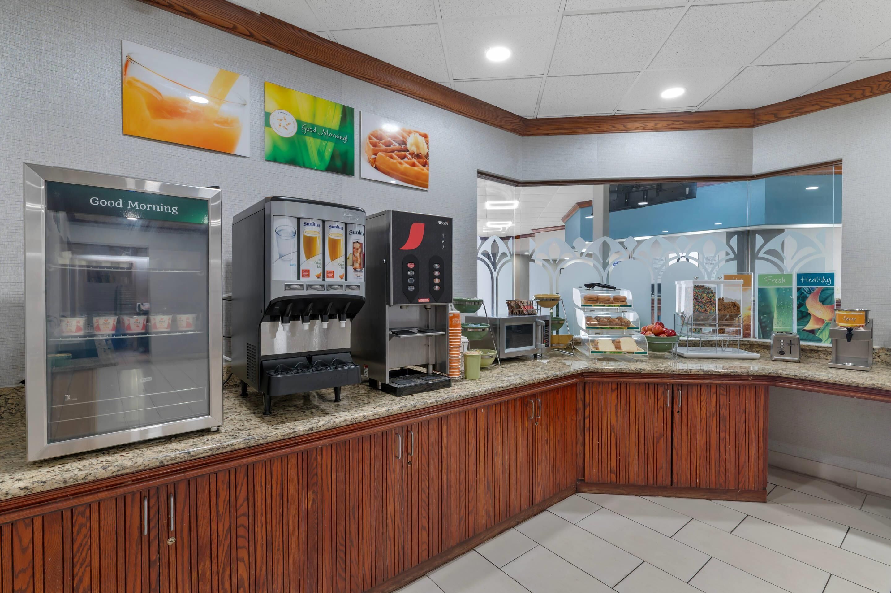 Free daily self-serve breakfast