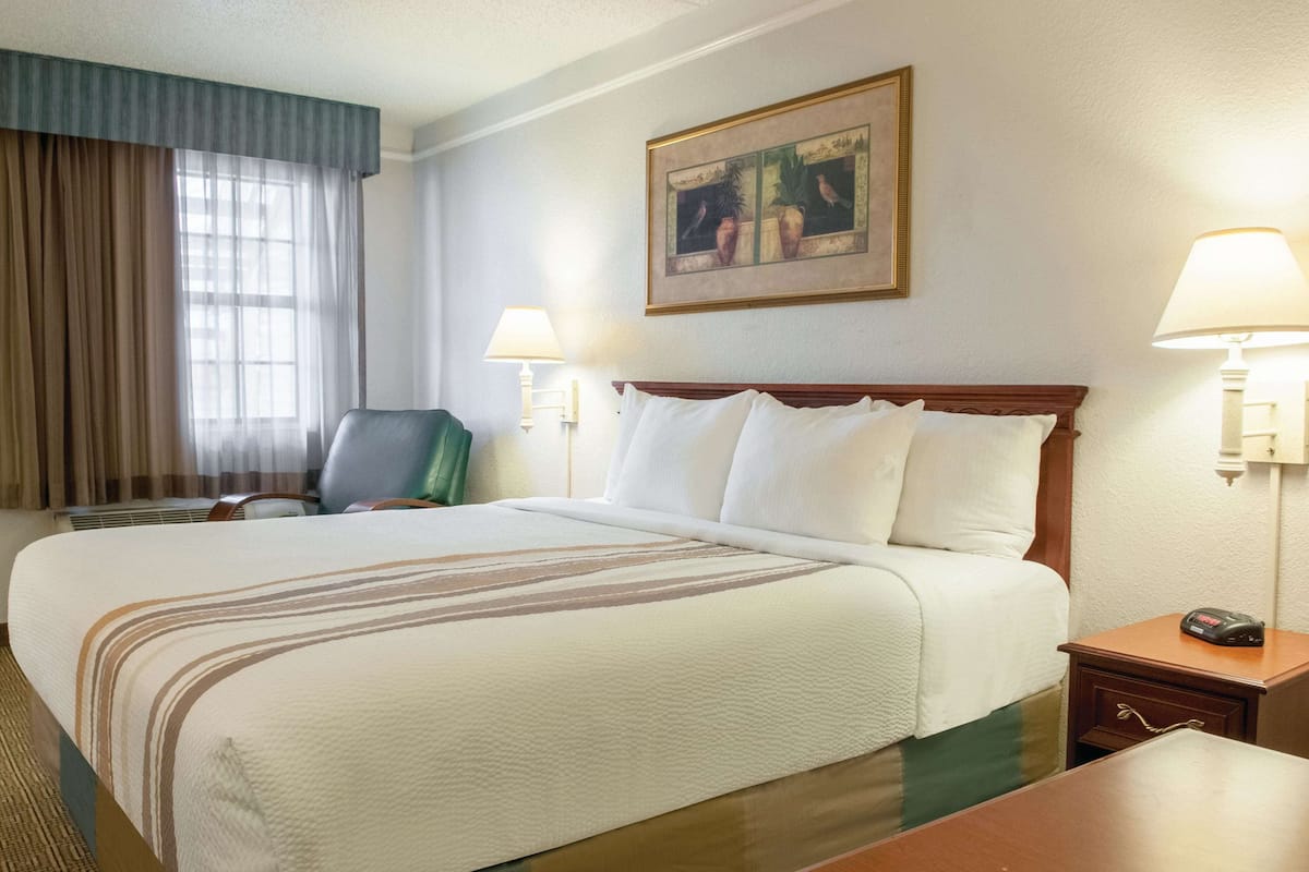 deluxe room, 1 king bed, non smoking | premium bedding, desk, laptop workspace, iron/ironing board