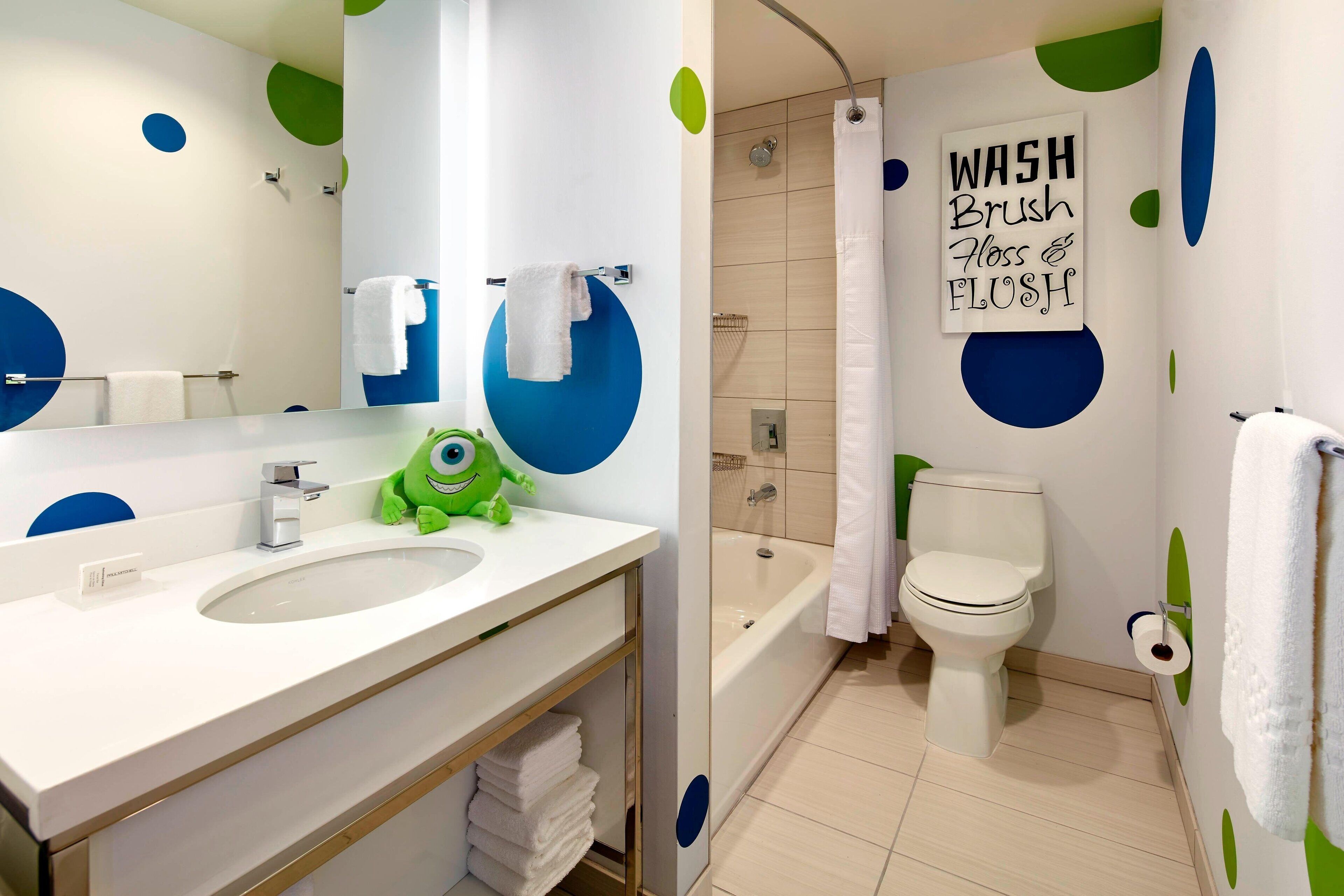 eco-friendly toiletries, hair dryer, towels, soap