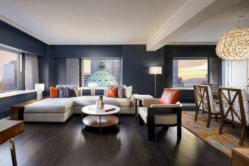 Suite, 1 King Bed (Westmount Hampstead) | Living area | 49-inch flat-screen TV with cable channels, TV, pay movies
