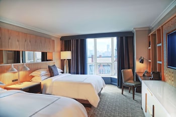 Deluxe Room, 2 Queen Beds (Deluxe Two Queens) | Premium bedding, in-room safe, desk, blackout drapes at The Yorkville Royal Sonesta Hotel Toronto