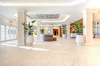Hotel entrance and lobby at Embassy Suites by Hilton Deerfield Beach Resort & Spa