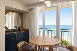 Deluxe Suite, 1 King Bed, Oceanfront, Corner Wraparound Balcony | Living area | 42-inch plasma TV with cable channels, TV, pay movies - Embassy Suites by Hilton Deerfield Beach Resort & Spa (Deerfield Beach)