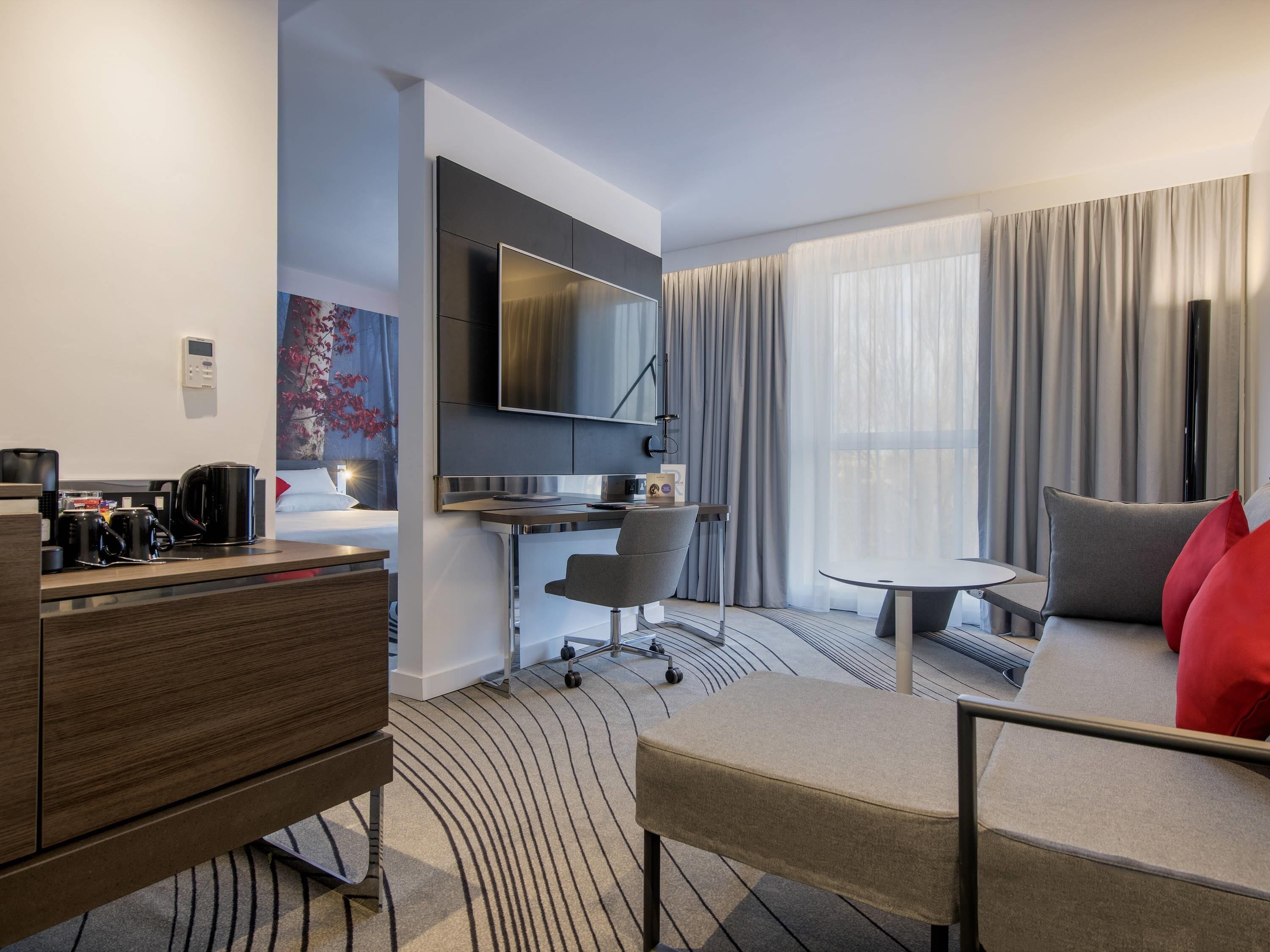 In-room safe, laptop workspace, blackout curtains, iron/ironing board