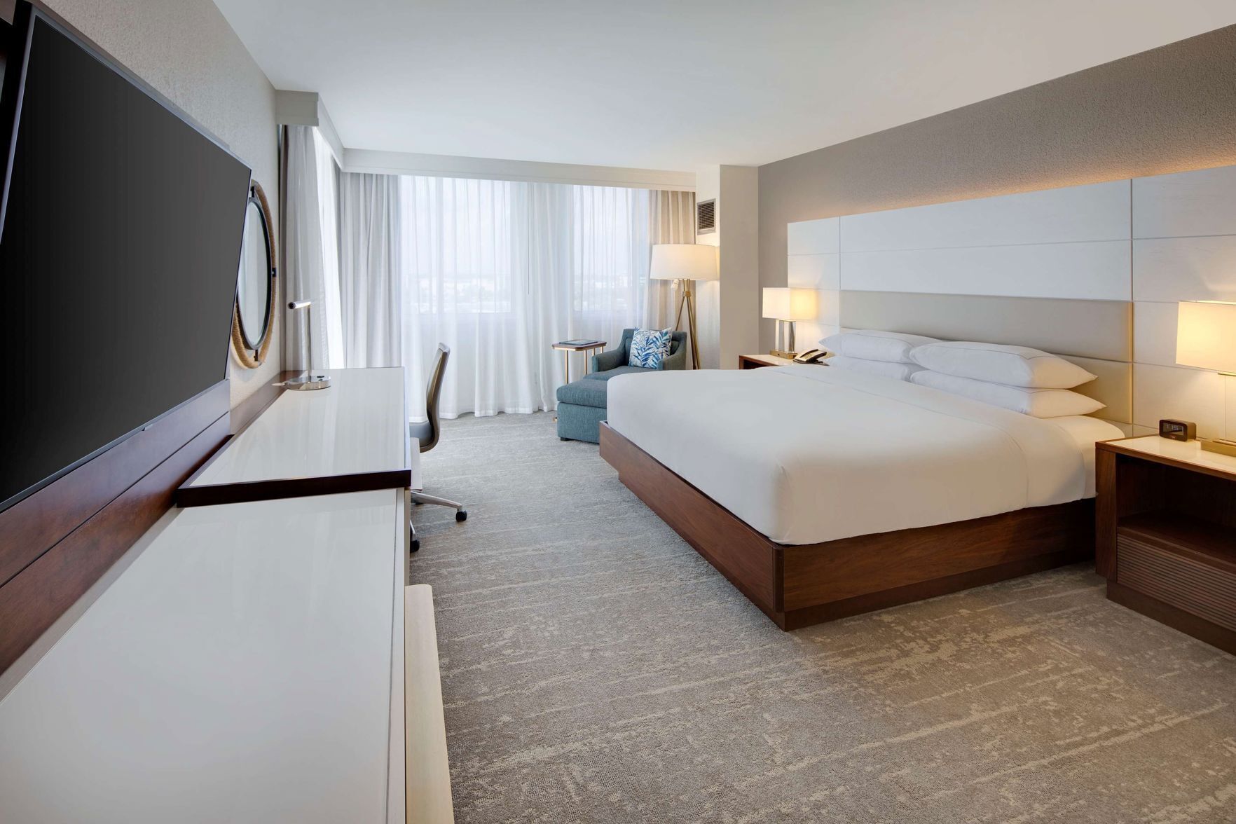 Premium bedding, down comforters, pillowtop beds, in-room safe