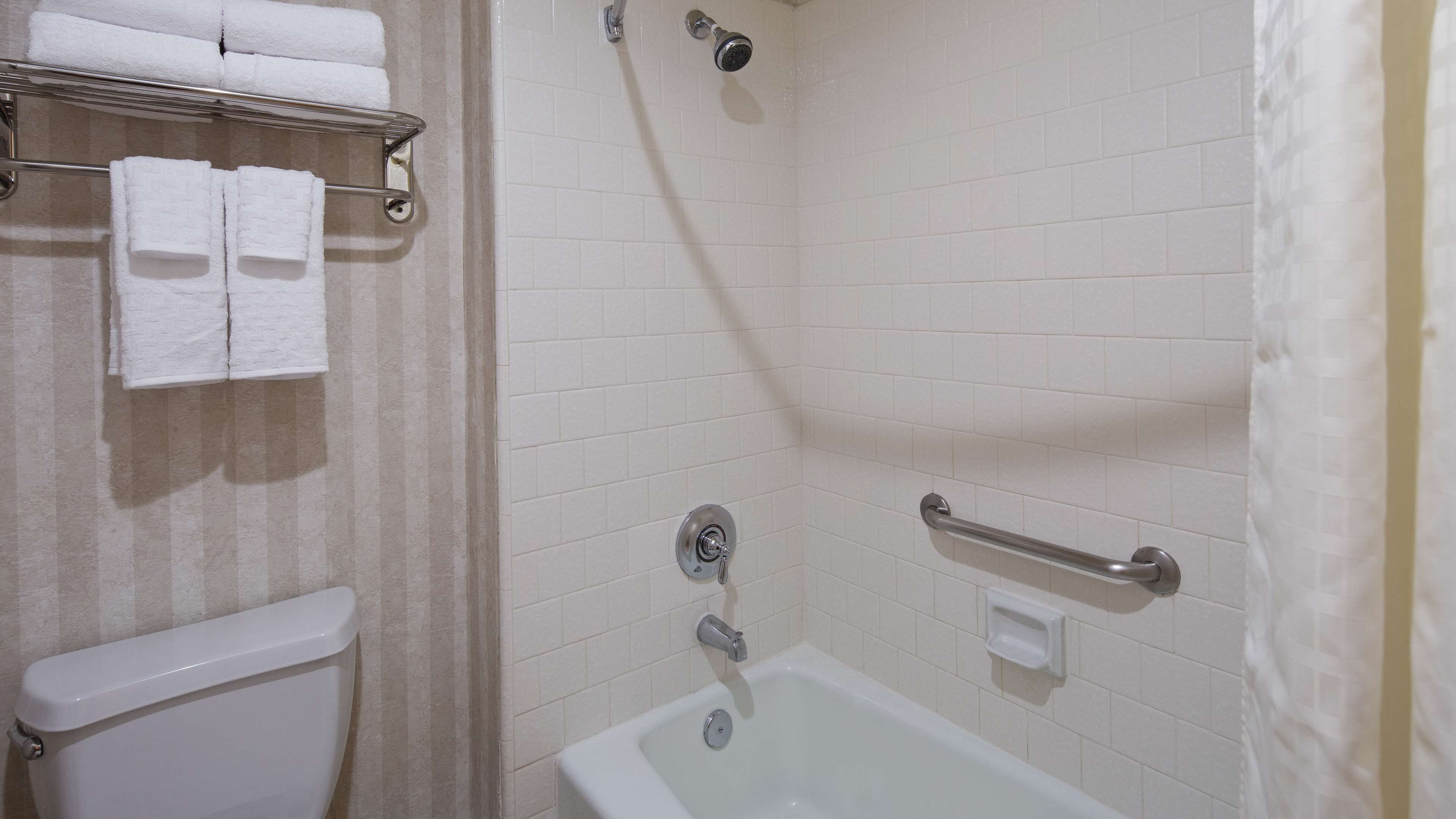 combined shower/bathtub, deep-soaking bathtub, hydromassage showerhead