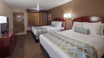 Desk, WiFi, bed sheets, alarm clocks