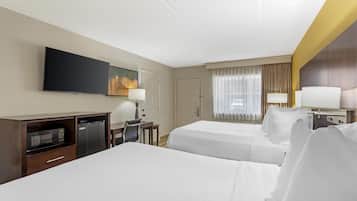 Desk, blackout curtains, soundproofing, iron/ironing board