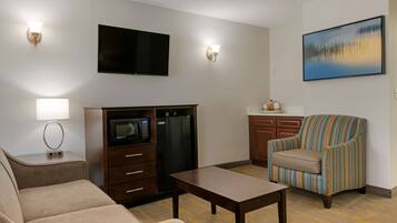 Desk, blackout curtains, soundproofing, iron/ironing board