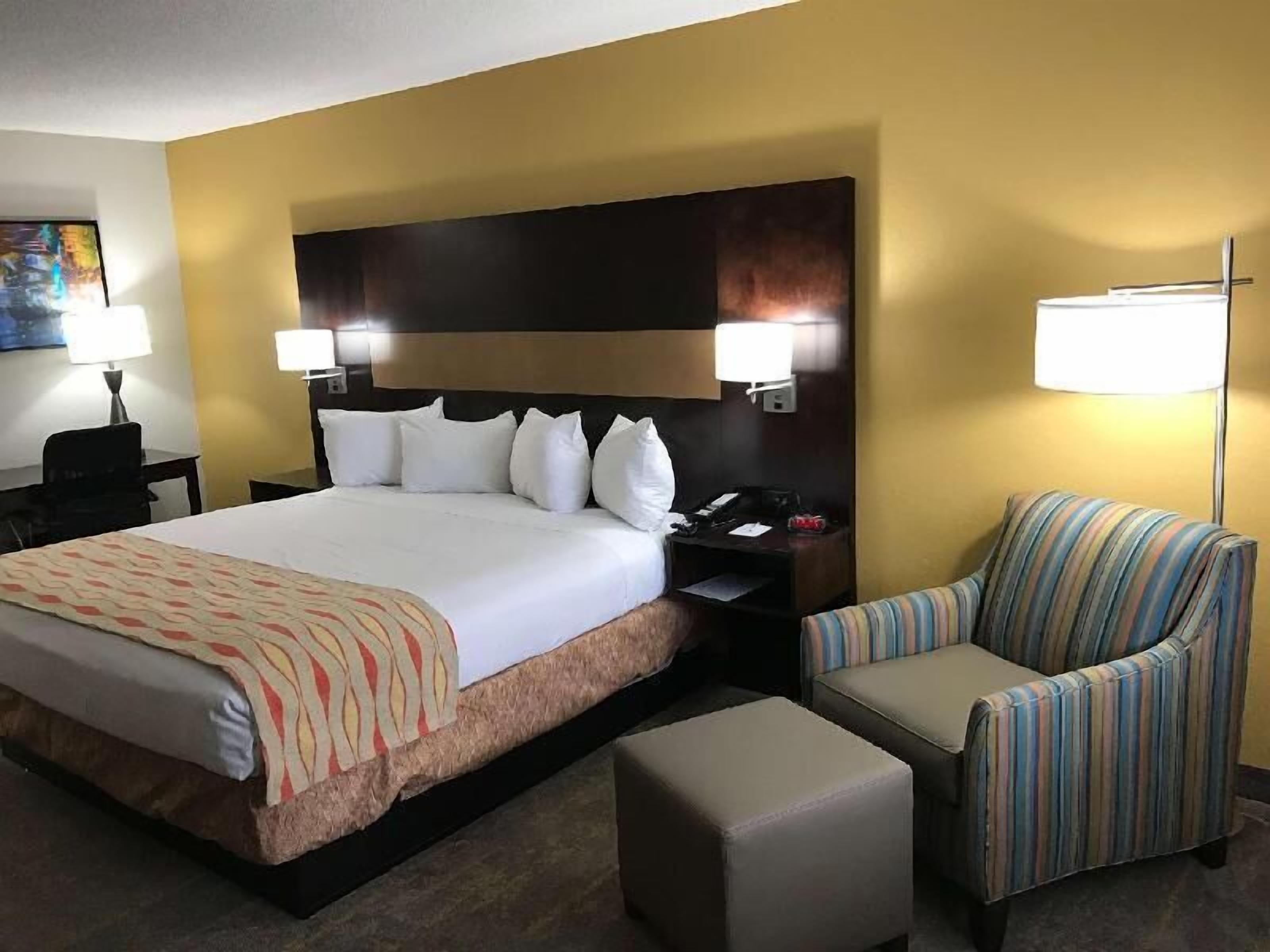 Desk, blackout drapes, soundproofing, iron/ironing board