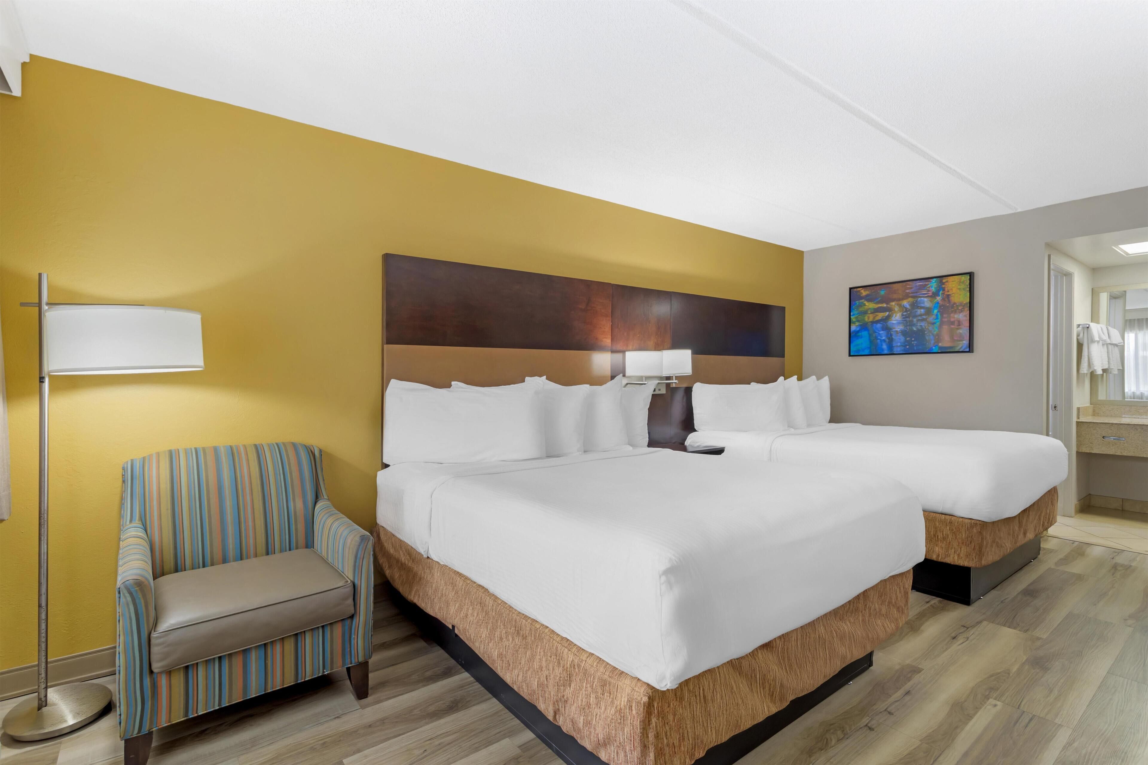 Desk, blackout drapes, soundproofing, iron/ironing board